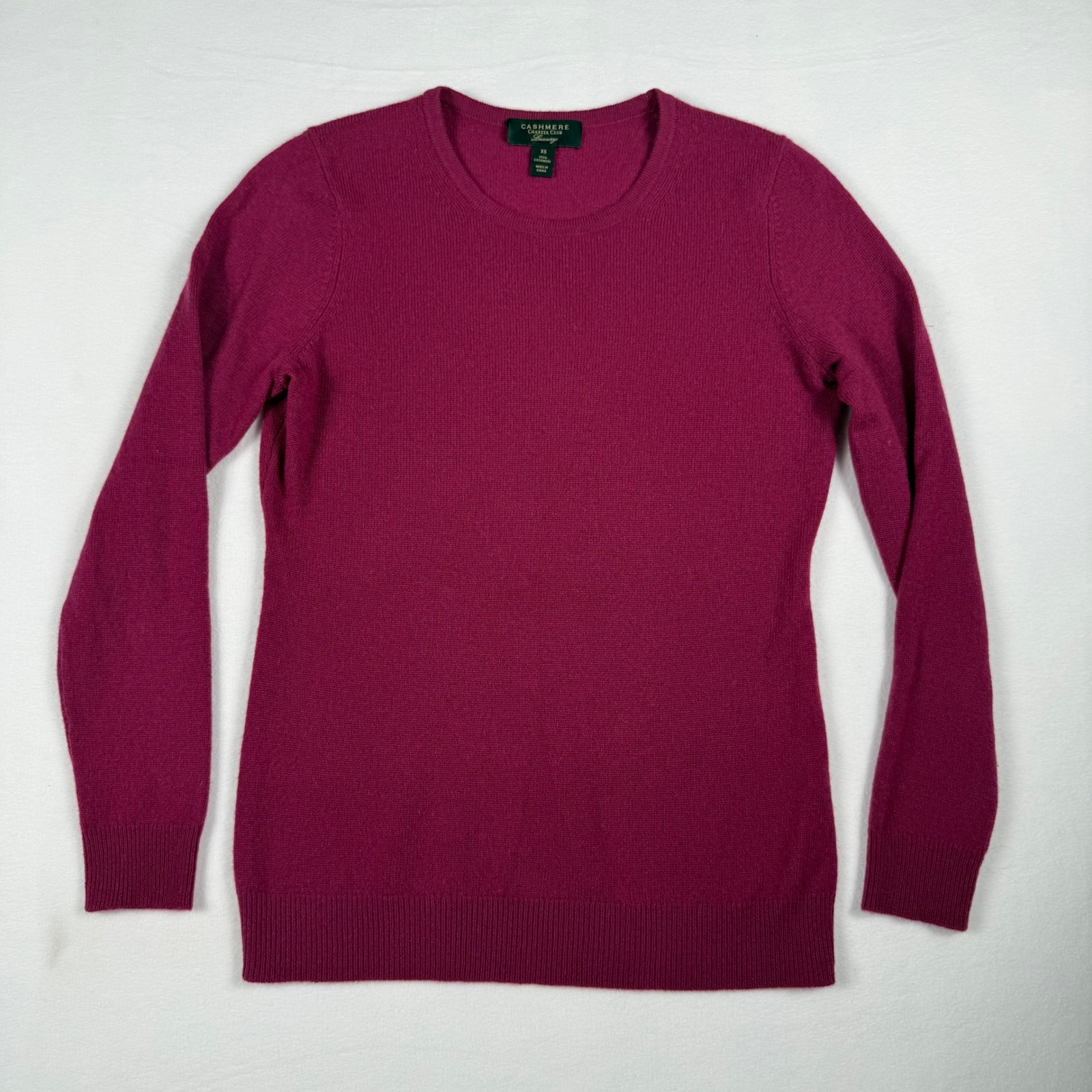 Charter Club Luxury 100% Cashmere Sweater Xs Pink Berry Crew Neck Soft